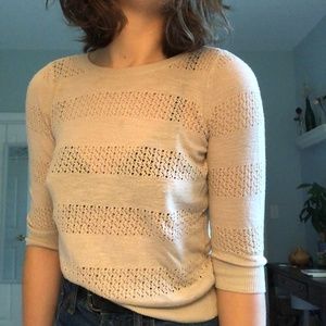 sheer cream cutout top
